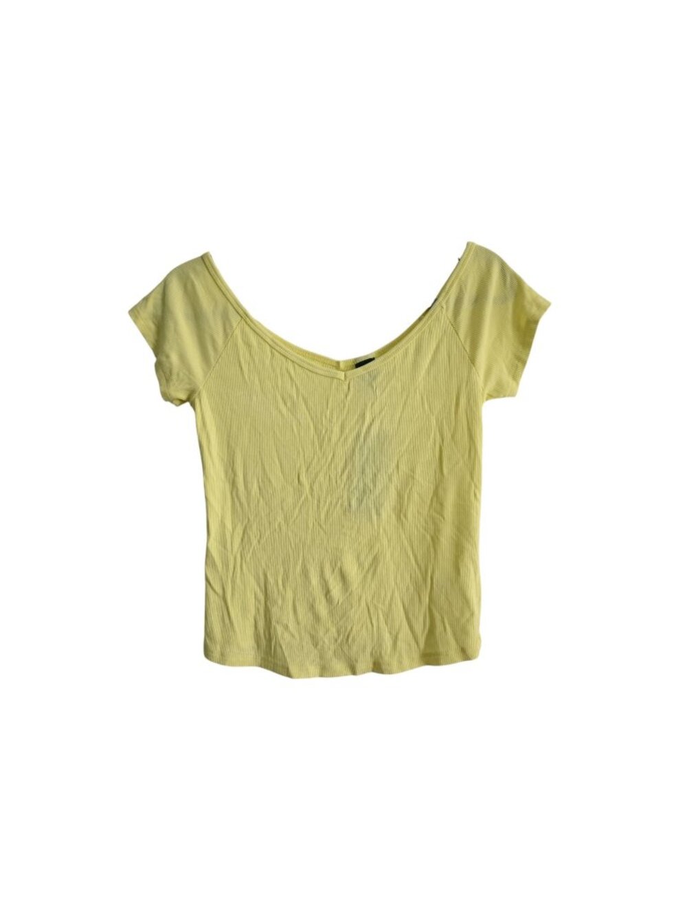 NWT Wild Fable Ribbed Scoop Neck Short Sleeve Top Sz XS Light Yellow 331 01 9248